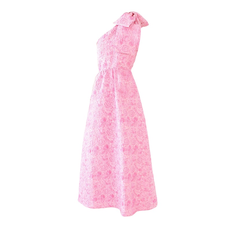 Caroline Gown in Pink Bubble Jacquard