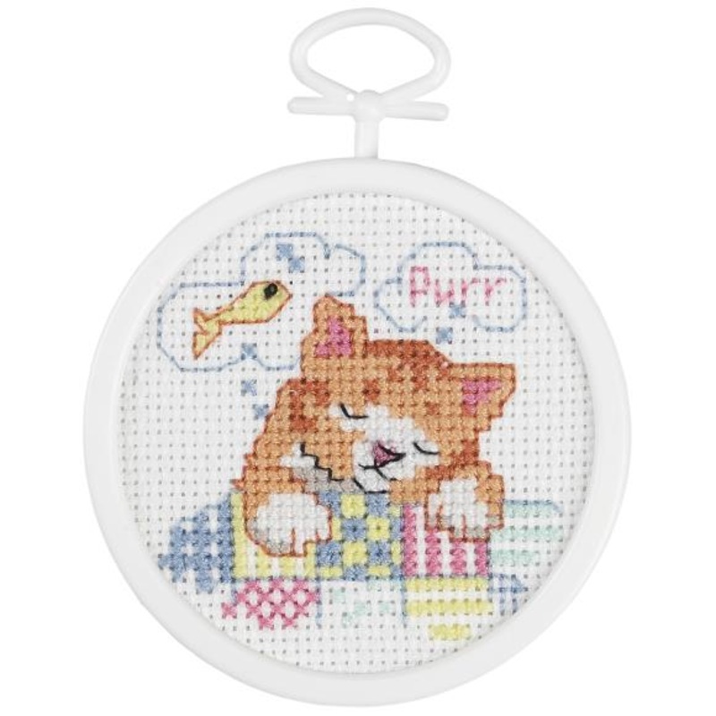 Mini Counted Cross Stitch Kit Dreaming Kitty 21-1040