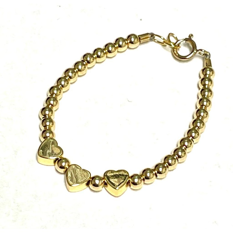 My little Jewel gold beaded bracelet with heart bow center