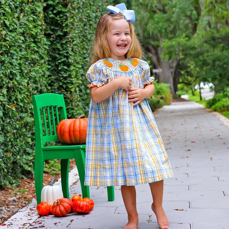Pumpkin Blue and Yellow Plaid Dress
