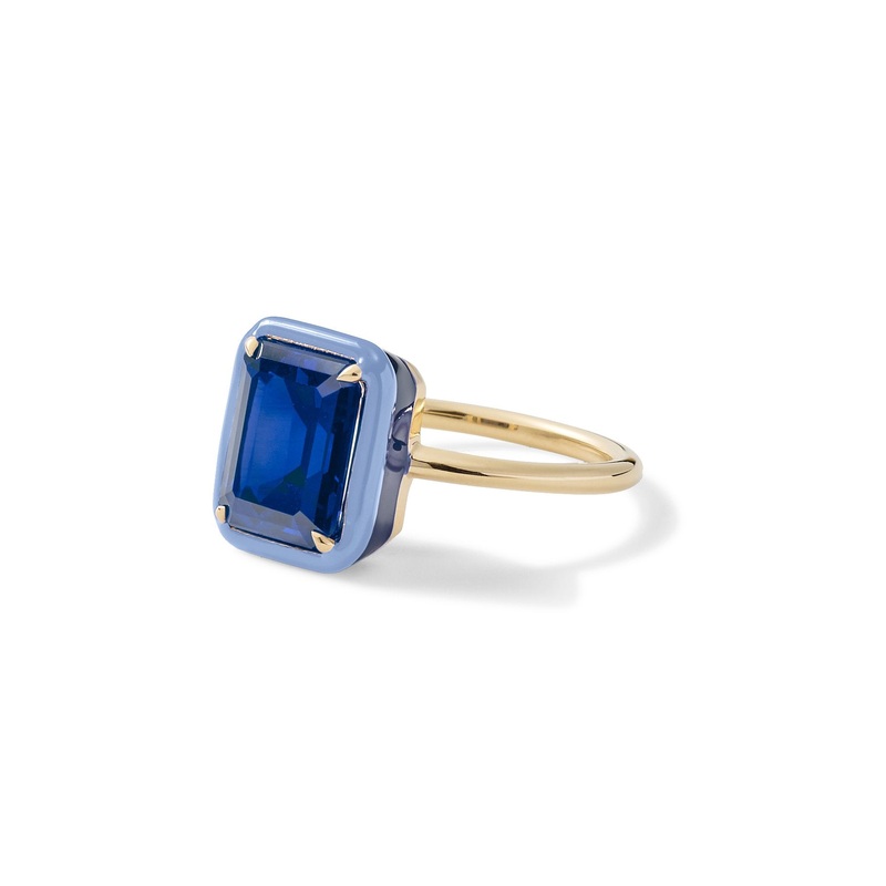 Rectangular Blue Sapphire Cocktail Ring
