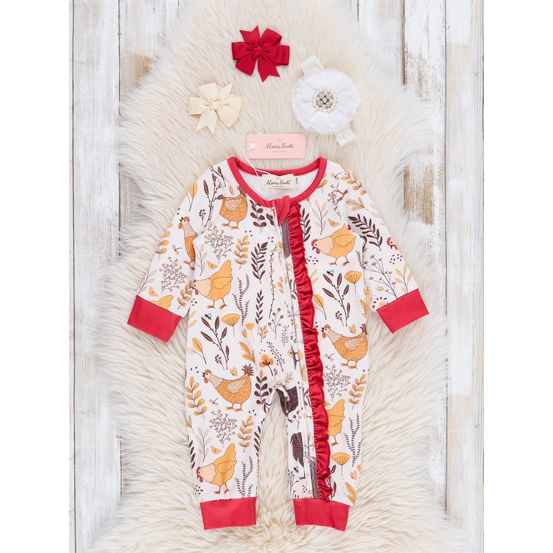 Red Hen Party Ruffle Sleeper Pajamas