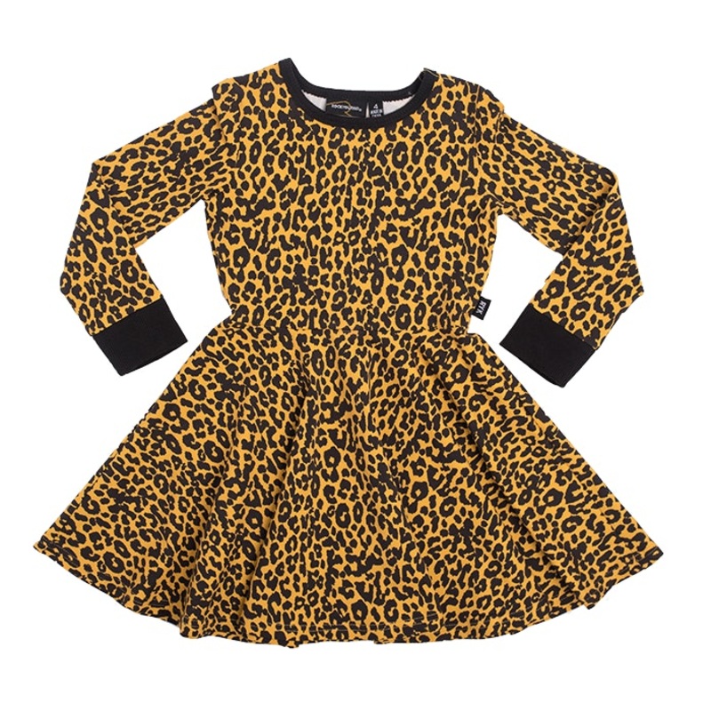 Rock Your Baby Leopard Skin Waisted Dress in mustard