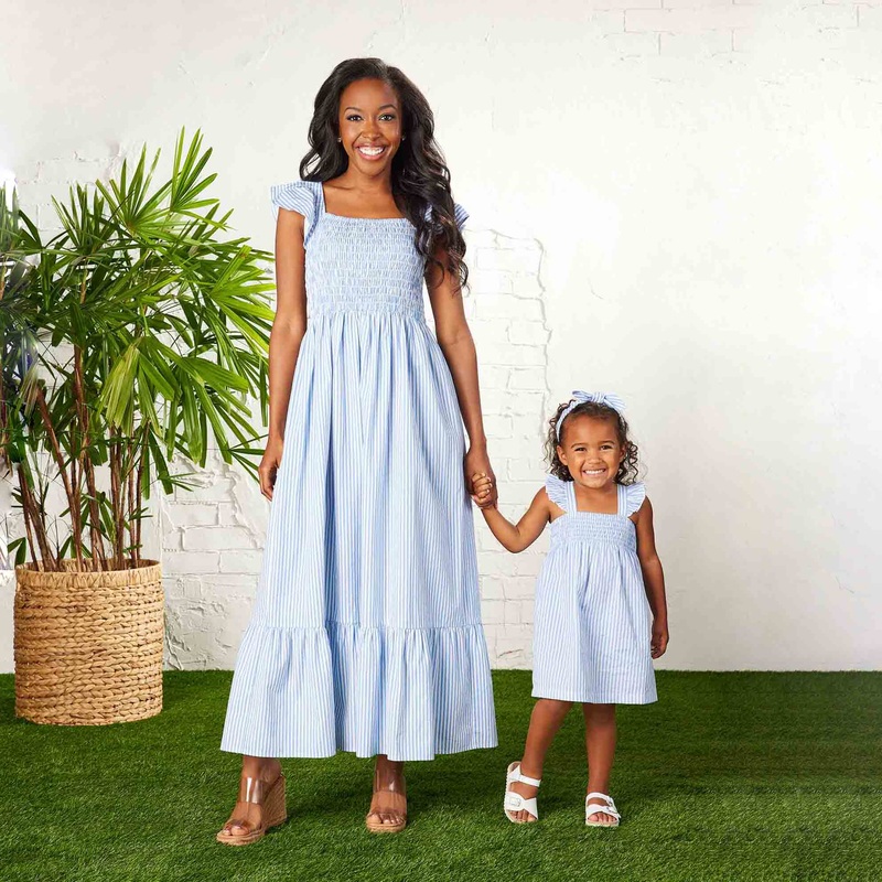 Blue Keya Ladies Smocked Maxi Dress