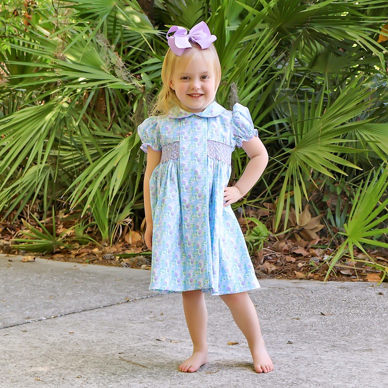 Garden Getaway Blue Smocked Beth Dress