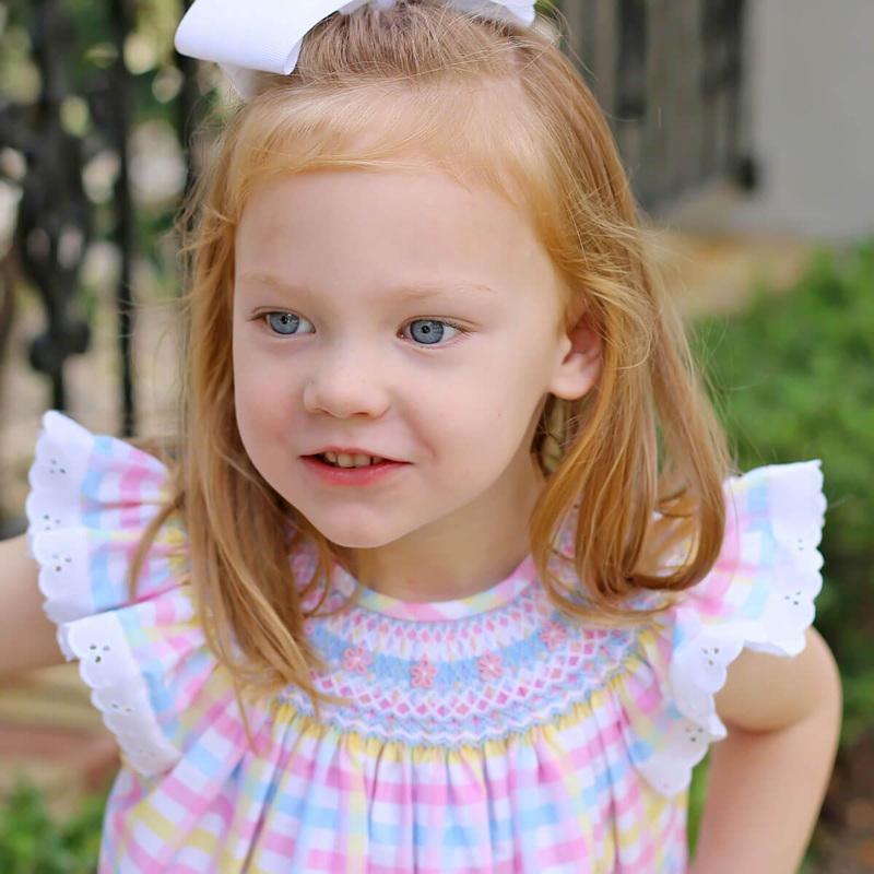 Geometric Smocked Spring Plaid Dress