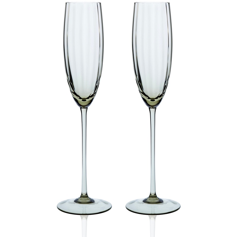 Quinn Smoke Champagne Flute Glasses, Set of 2