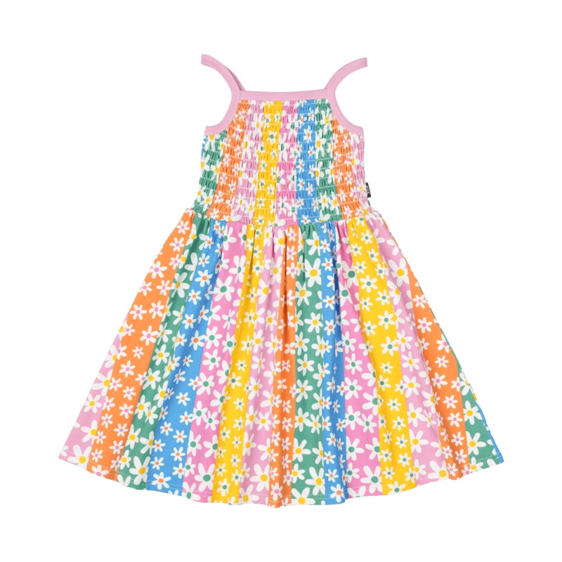 Rock Your Baby Floral Stripes Sun Dress in Multi