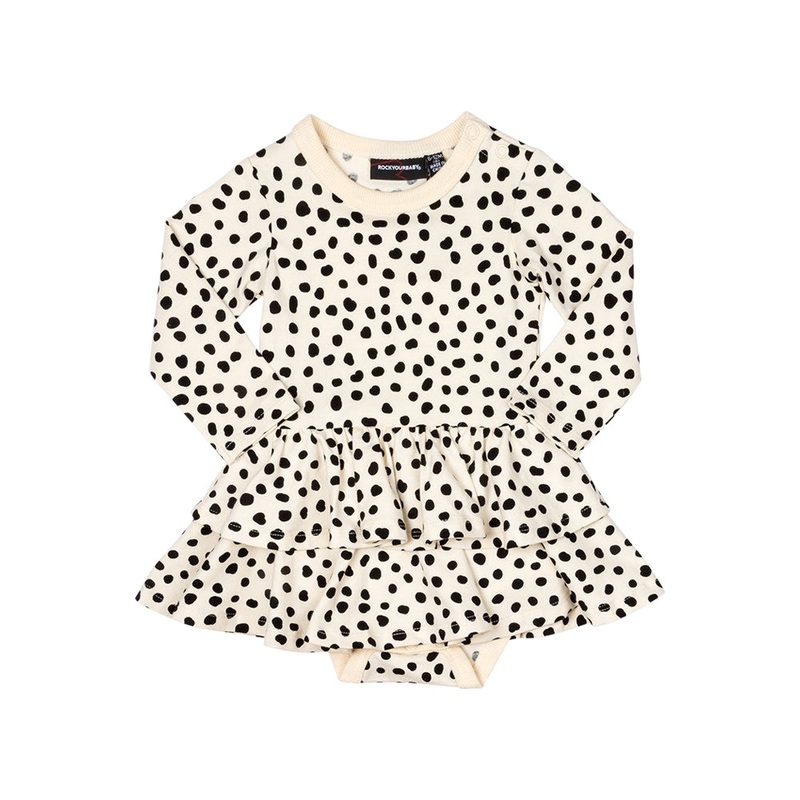 Rock your baby Spot on Baby Tiered Waisted Dress in multi colour print