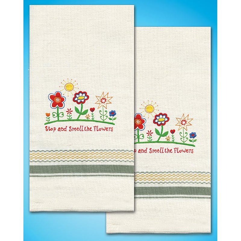 Smell the Flowers Towels for Embroidery T212936