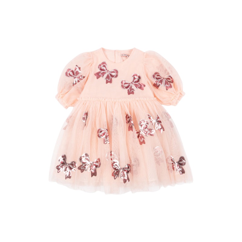 Yvonne Short Sleeve Dress with Sequin Bows