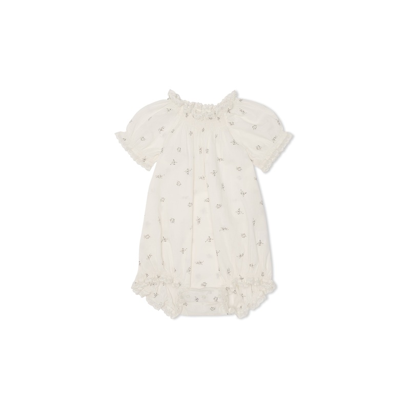 Lace Trimmed Romper in Taupe Rose