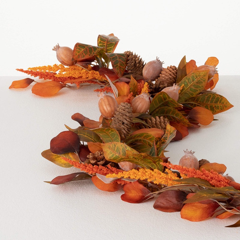 Mixed Leaf & Wheat Garland MXFAGD