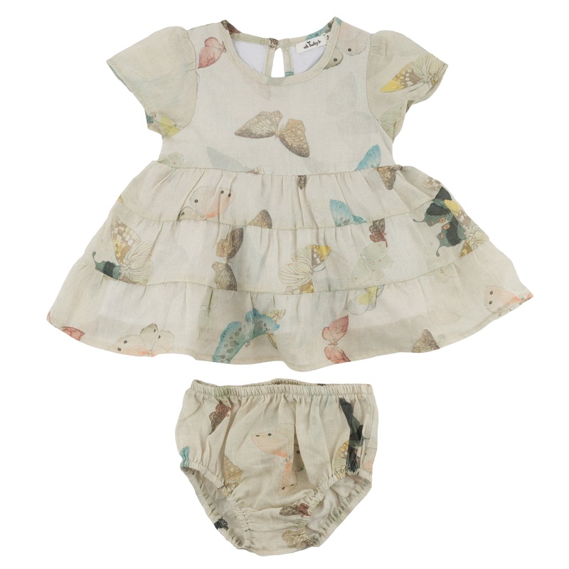 oh baby! Sophie Tiered Dress - Butterfly Garden - Natural