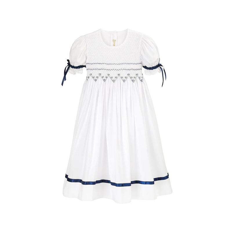 Sarah Navy Smocked Dress
