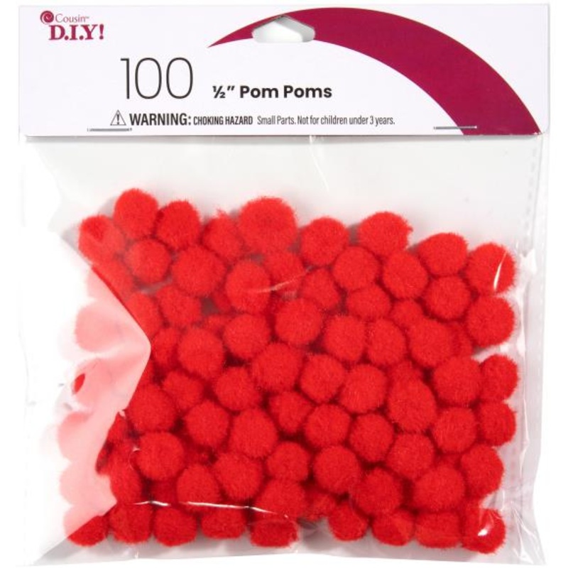100-Pack Half Inch Pom Poms POMHLFIN