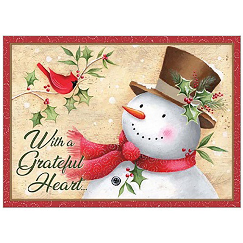 Cardinal And Snowman Chat Christmas Boxed Cards HBX69982