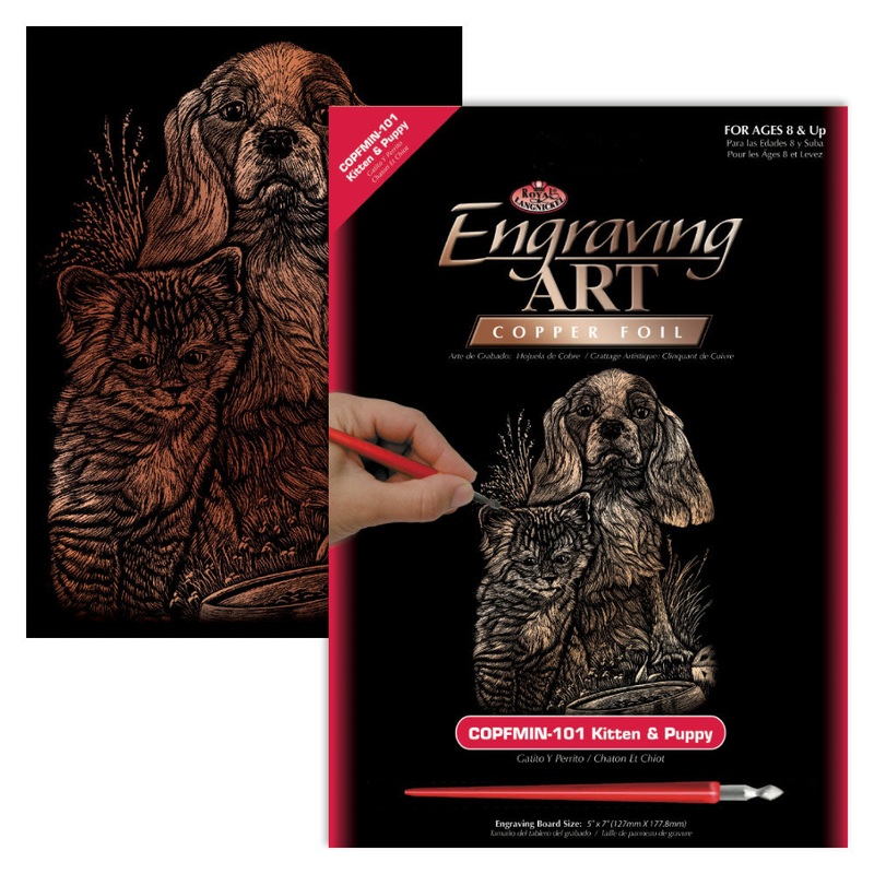Copper Engraving Kitten + Puppy COPMIN-101