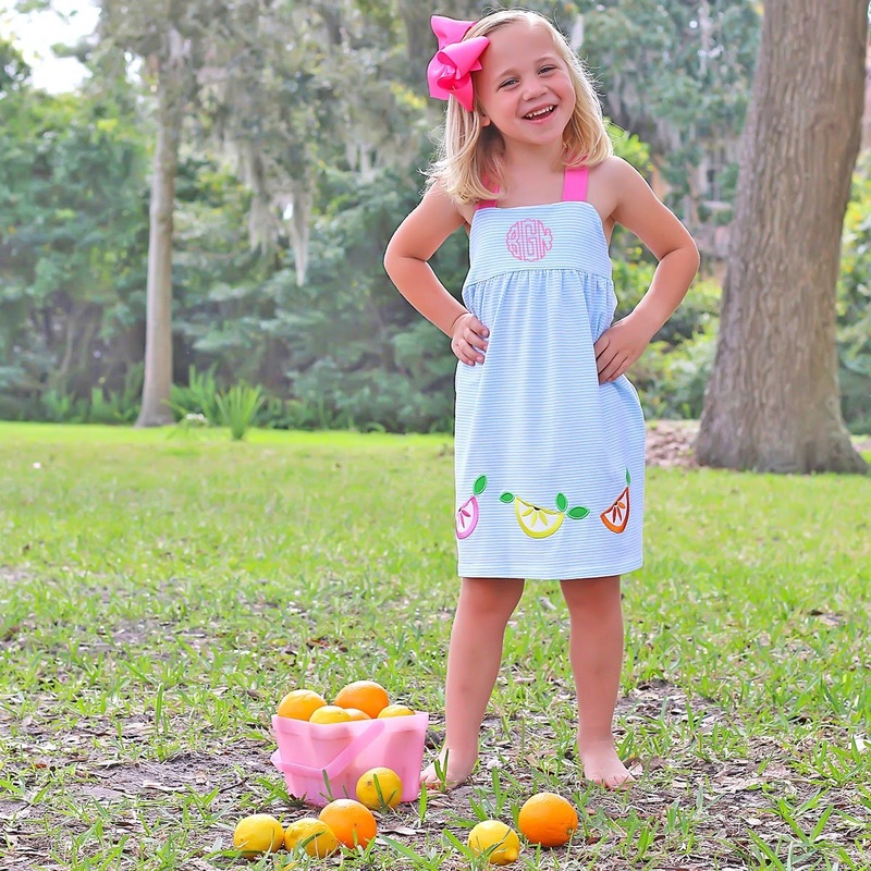 Lemonade Applique Mia Dress Turquoise Stripe Knit