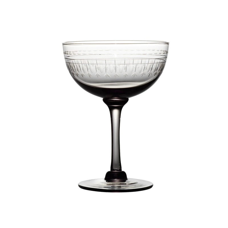 Smoky Champagne Saucers With Ovals Design, Set of 4