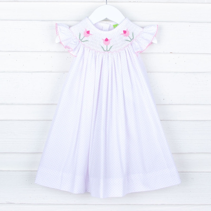 Tulip Smocked Pink Polka Dot Dress