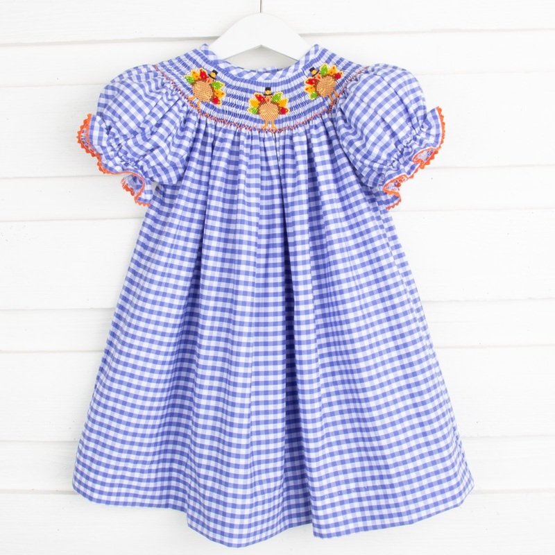 Turkey Smocked Bishop Royal Check