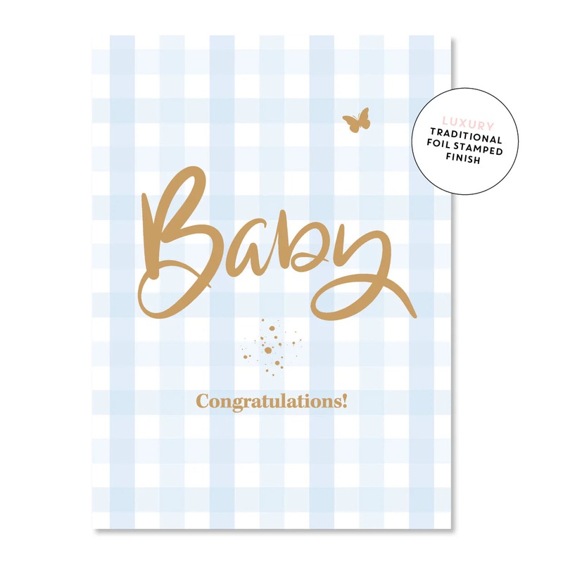 Baby Boy Gingham Greeting Card