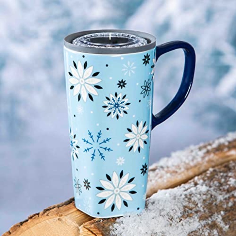 Ceramic Travel Cup Falling Snowflakes 3CLC97005