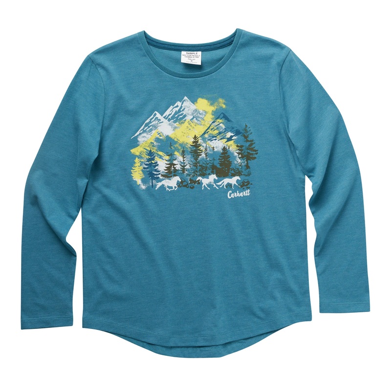 Girls Running Wild Horses Long Sleeve Tee CA9825
