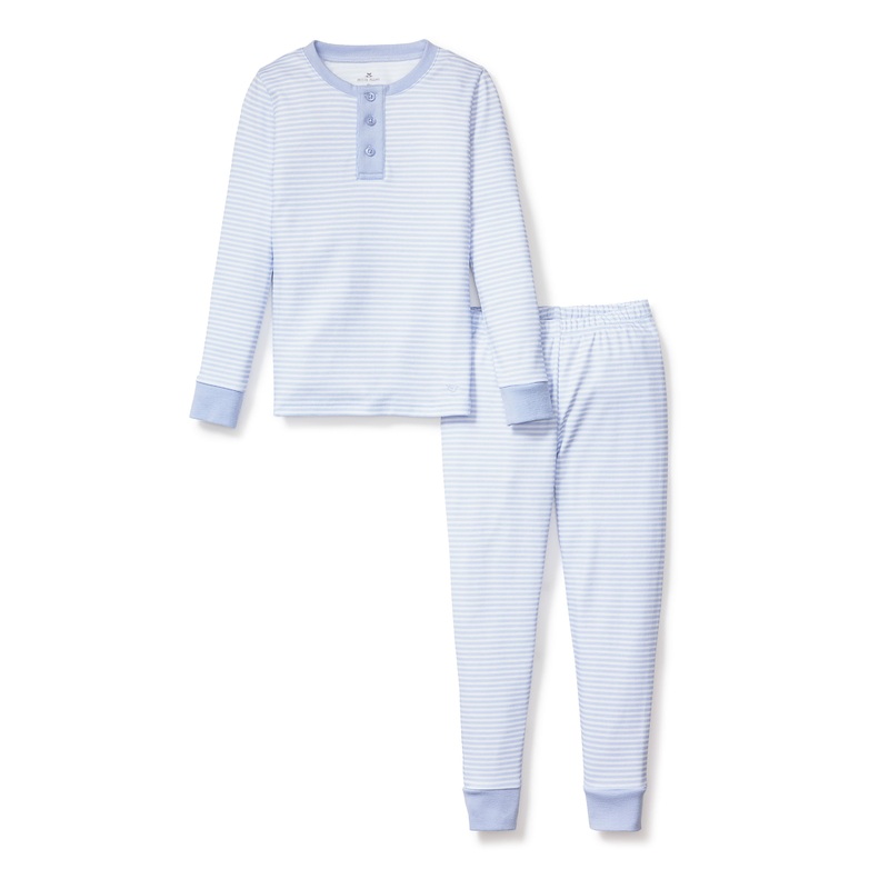 Kids Pima Snug Fit Pajama Set in Blue Stripes