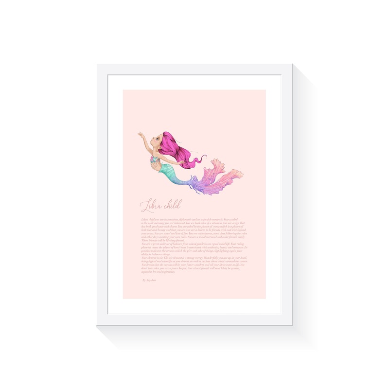 Mermaid Zodiac A4 Print (Libra)