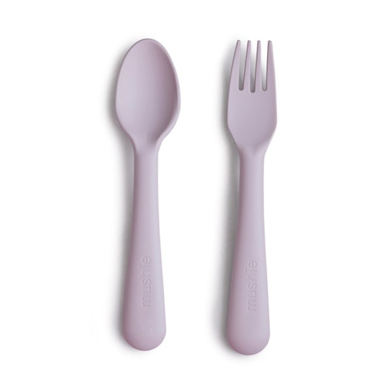 Mushie Dinnerware | Soft Lilac | Fork and Spoon Set