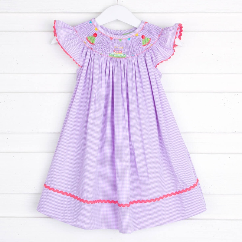 Birthday Smocked Lavender Gingham Dress