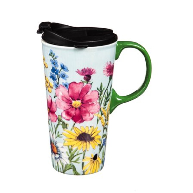 Ceramic Travel Cup Spring Wildflowers 3CTC017940