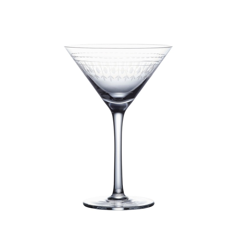 Crystal Martini Glasses With Ovals Design, Set of 2