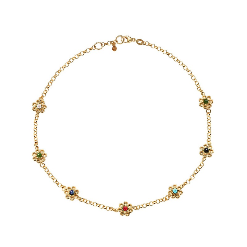 Daisy Chain Necklace in Gold & Multi-Color