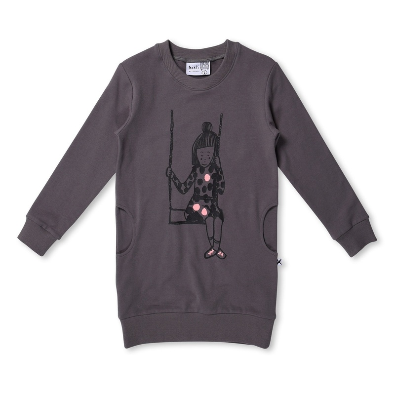 Minti Swing Furry Crew Dress in grey