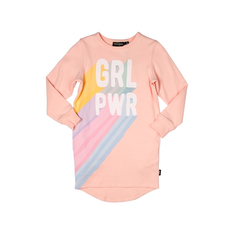 Rock your baby Girl Power  Dress in pink