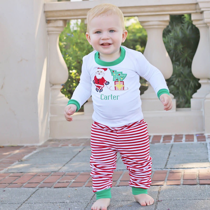 Santa's Sleigh Pajamas Red Stripe