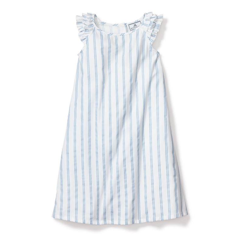 Girls Twill Amelie Nightgown in Periwinkle Stripe