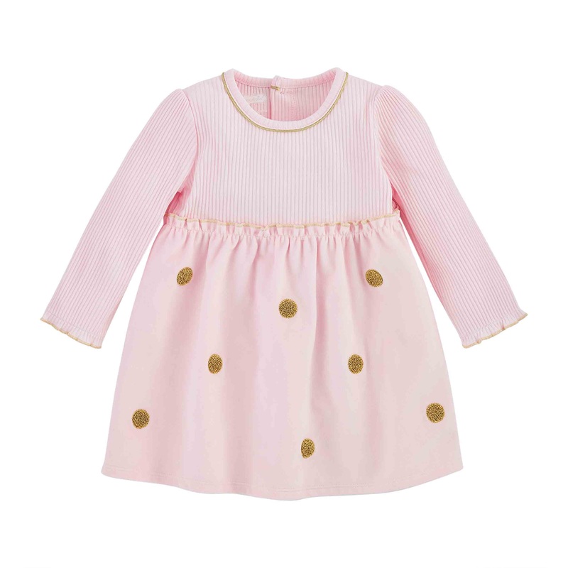 Gold Dot Pink Velour Dress