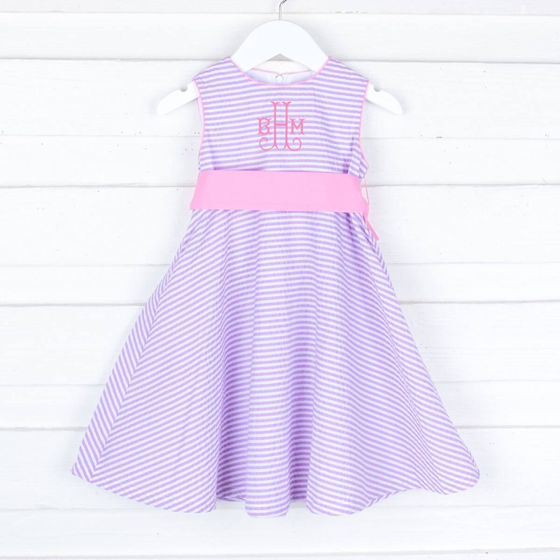Purple Stripe Sash Dress