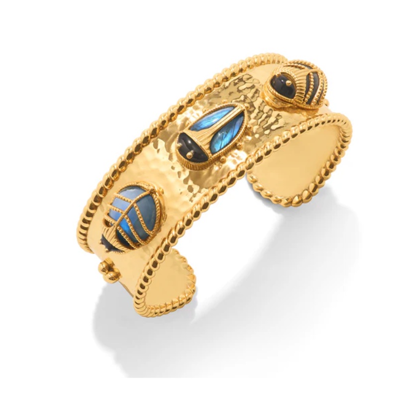 Scarab Family Cuff - Blue Labradorite/Black Agate