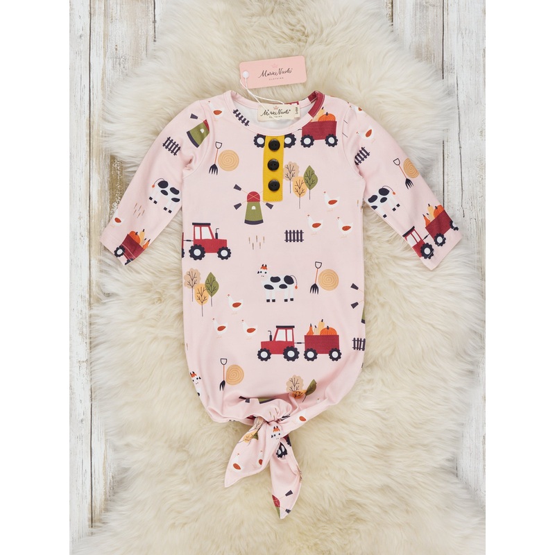 Yellow & Red Pumpkin Tractor Knot Gown