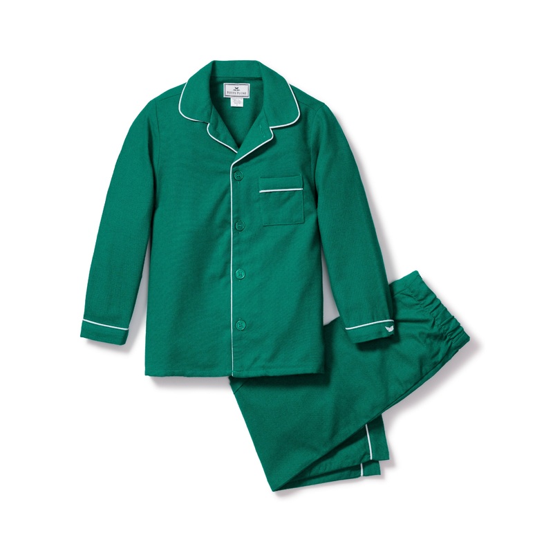 Childrens Forest Green Flannel Pajama Set