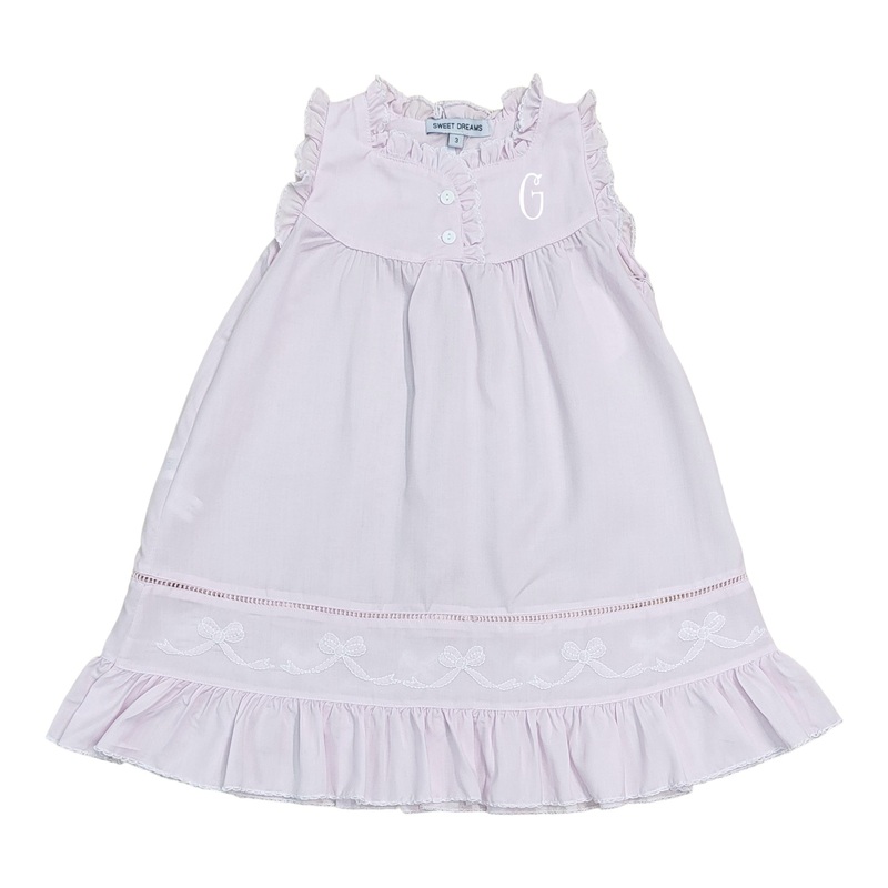 Embroidered Bow Pink Nightgown