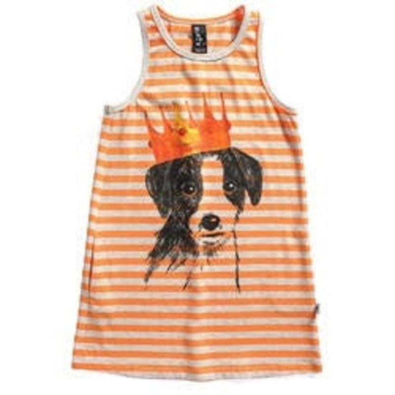 Minti Deluxe Singlet Dress Puppy Orange Stripe in orange