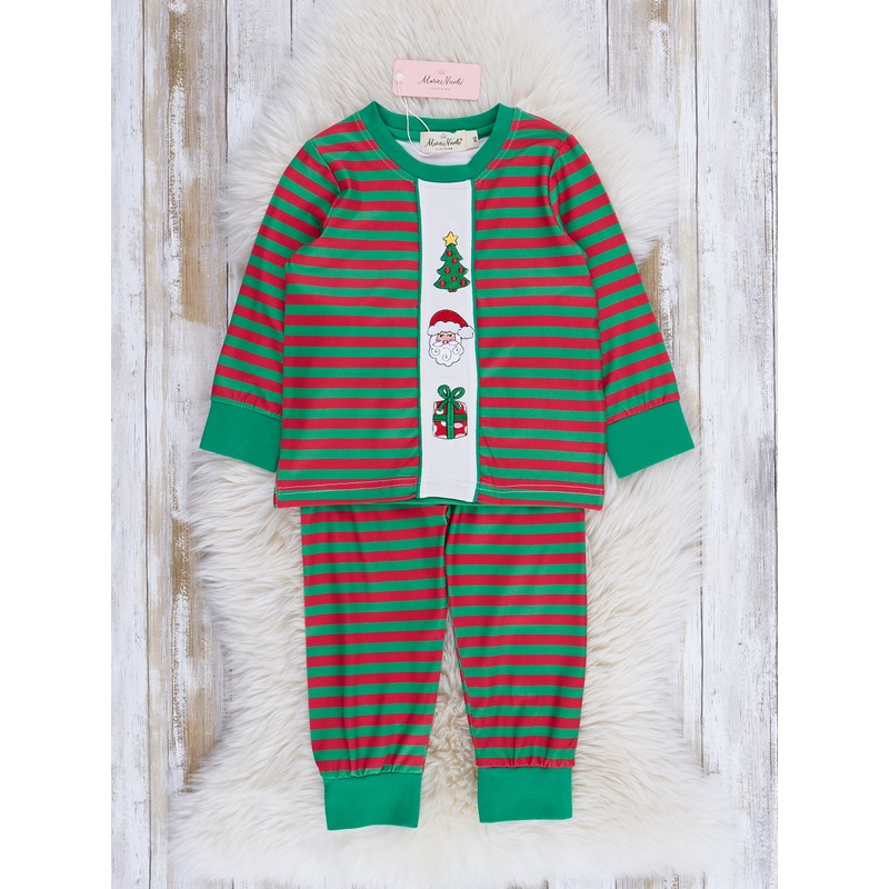 Red & Green Embroidered Christmas Pajamas