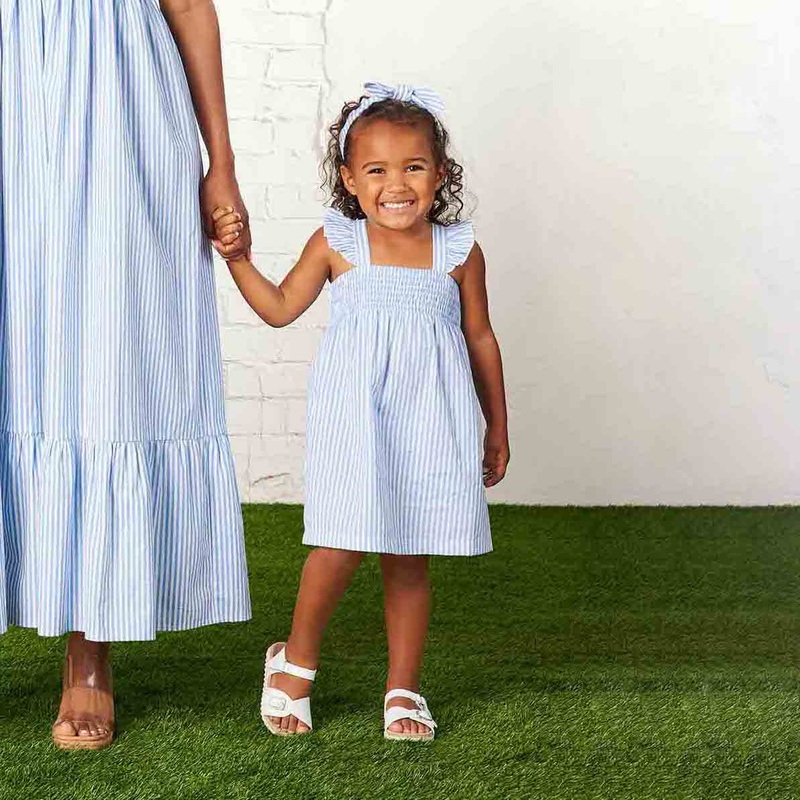 Smocked Blue Sundress and Headband Set