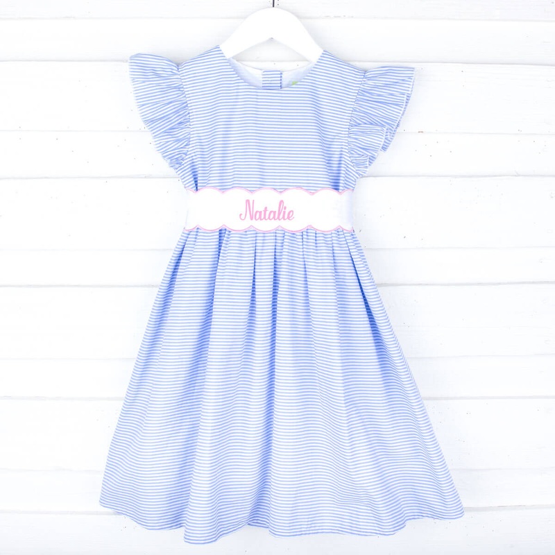 Sweet Spring Blue Stripe Sash Dress